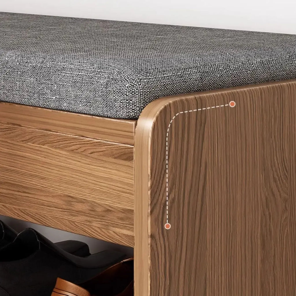 Brown Wood Shoe Storage Bench with Flip-Up Storage