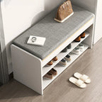 Brown Wood Shoe Storage Bench with Flip-Up Storage