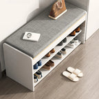 Brown Wood Shoe Storage Bench with Flip-Up Storage