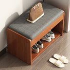 Brown Wood Shoe Storage Bench with Flip-Up Storage