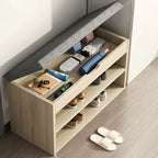 Brown Wood Shoe Storage Bench with Flip-Up Storage