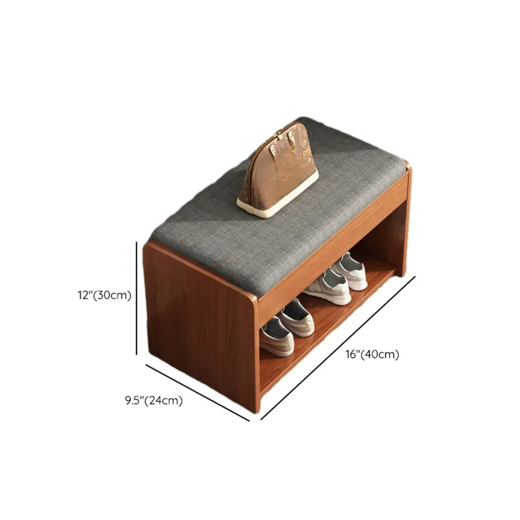 Brown Wood Shoe Storage Bench with Flip-Up Storage