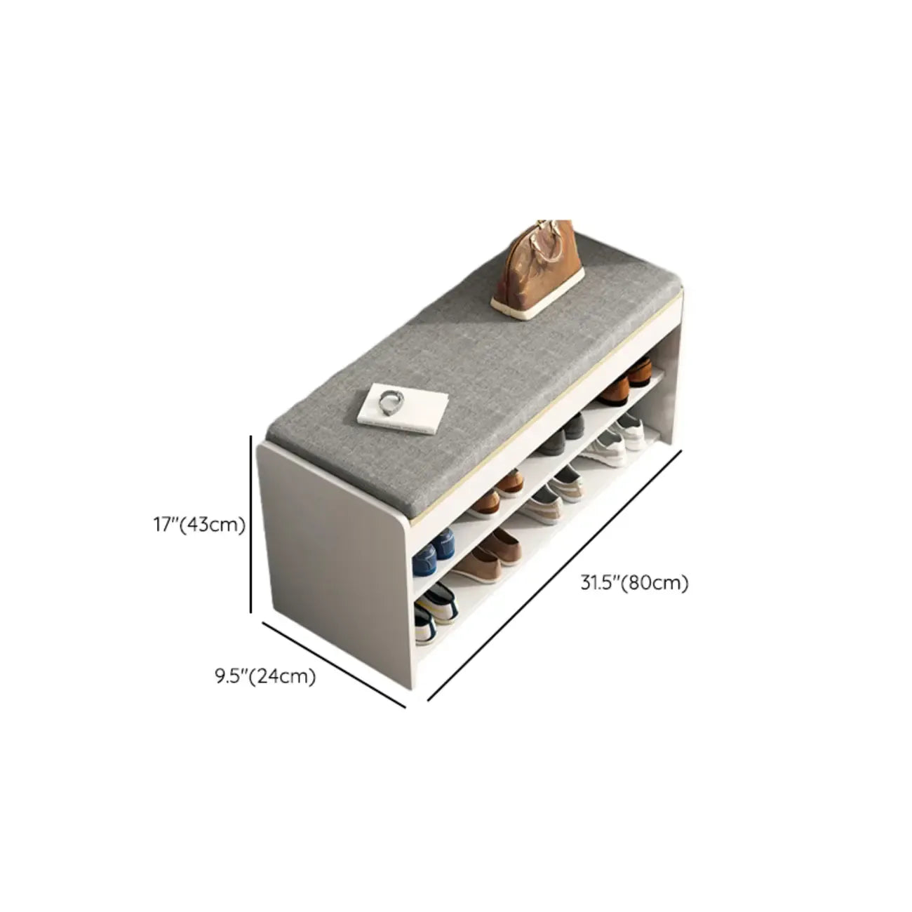 Brown Wood Shoe Storage Bench with Flip-Up Storage