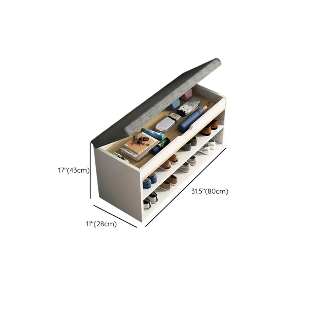 Brown Wood Shoe Storage Bench with Flip-Up Storage
