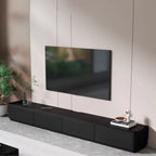 63 Black Rectangle Wood Cable Management TV Stand