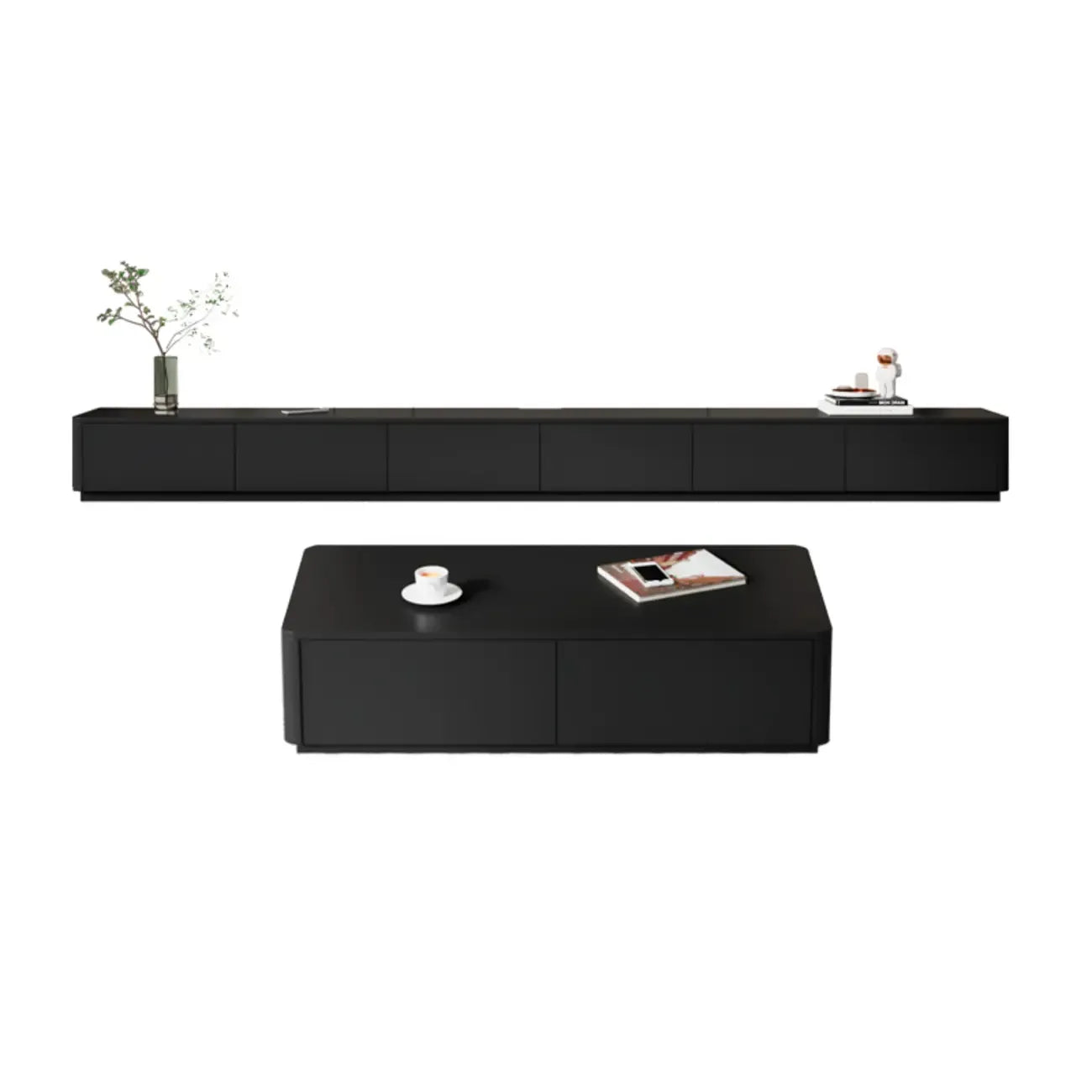 63 Black Rectangle Wood Cable Management TV Stand