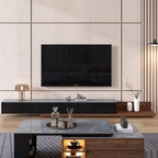 71 Walnut-Black Modern Stone TV Console with Drawers