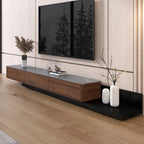 71 Walnut-Black Modern Stone TV Console with Drawers