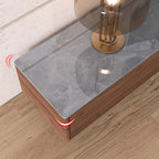 71 Walnut-Black Modern Stone TV Console with Drawers