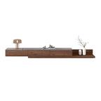 71 Walnut-Black Modern Stone TV Console with Drawers