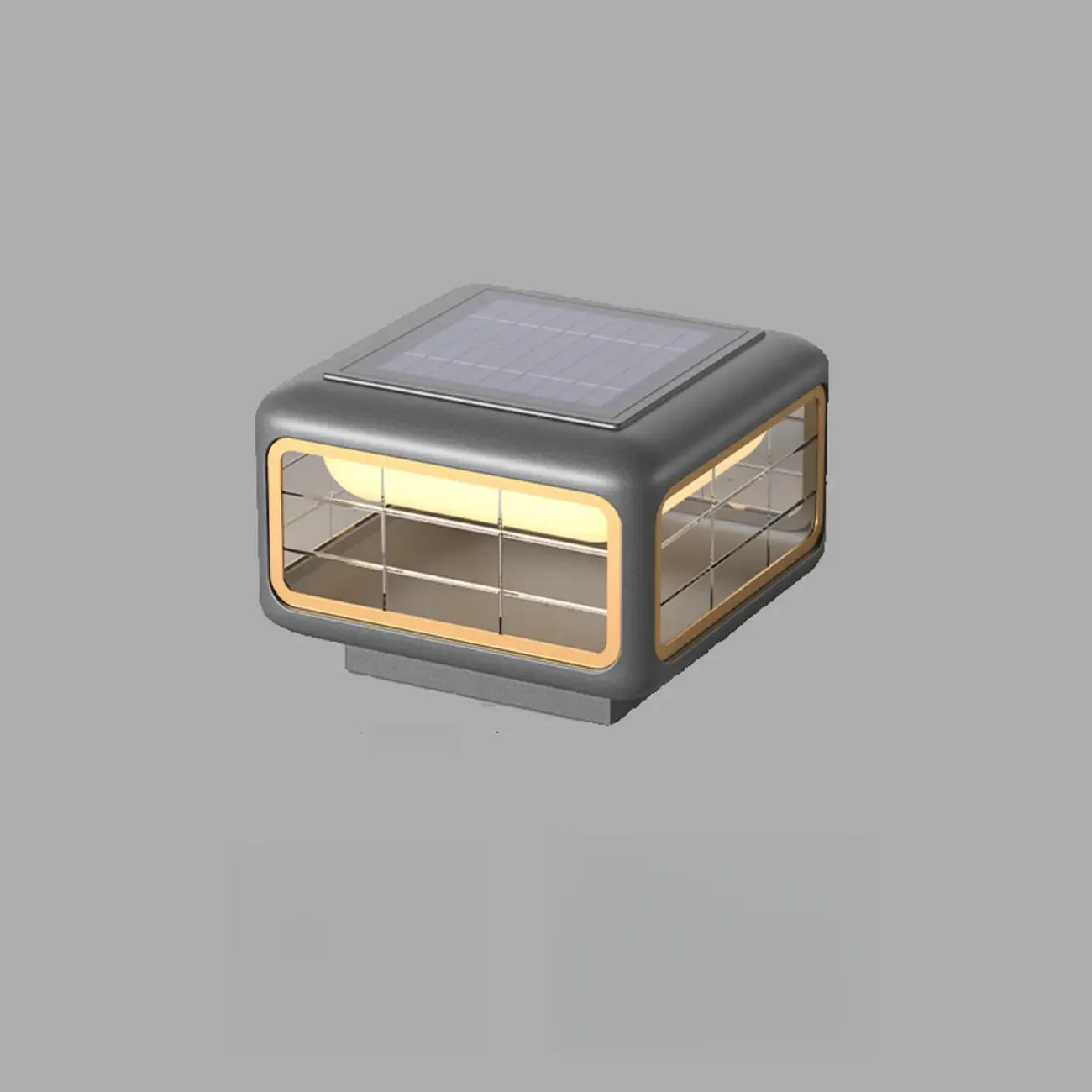 Modern Square Solar Grey Metal Outdoor Post Lights