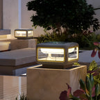 Modern Square Solar Grey Metal Outdoor Post Lights