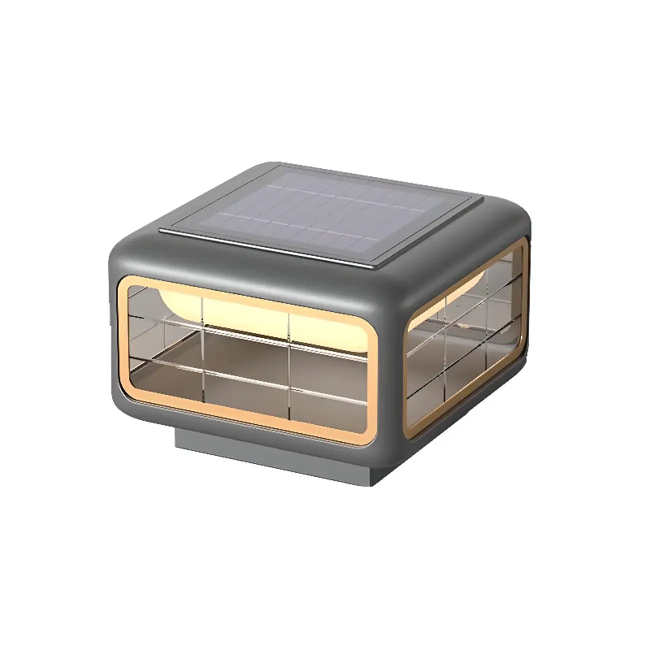 Modern Square Solar Grey Metal Outdoor Post Lights