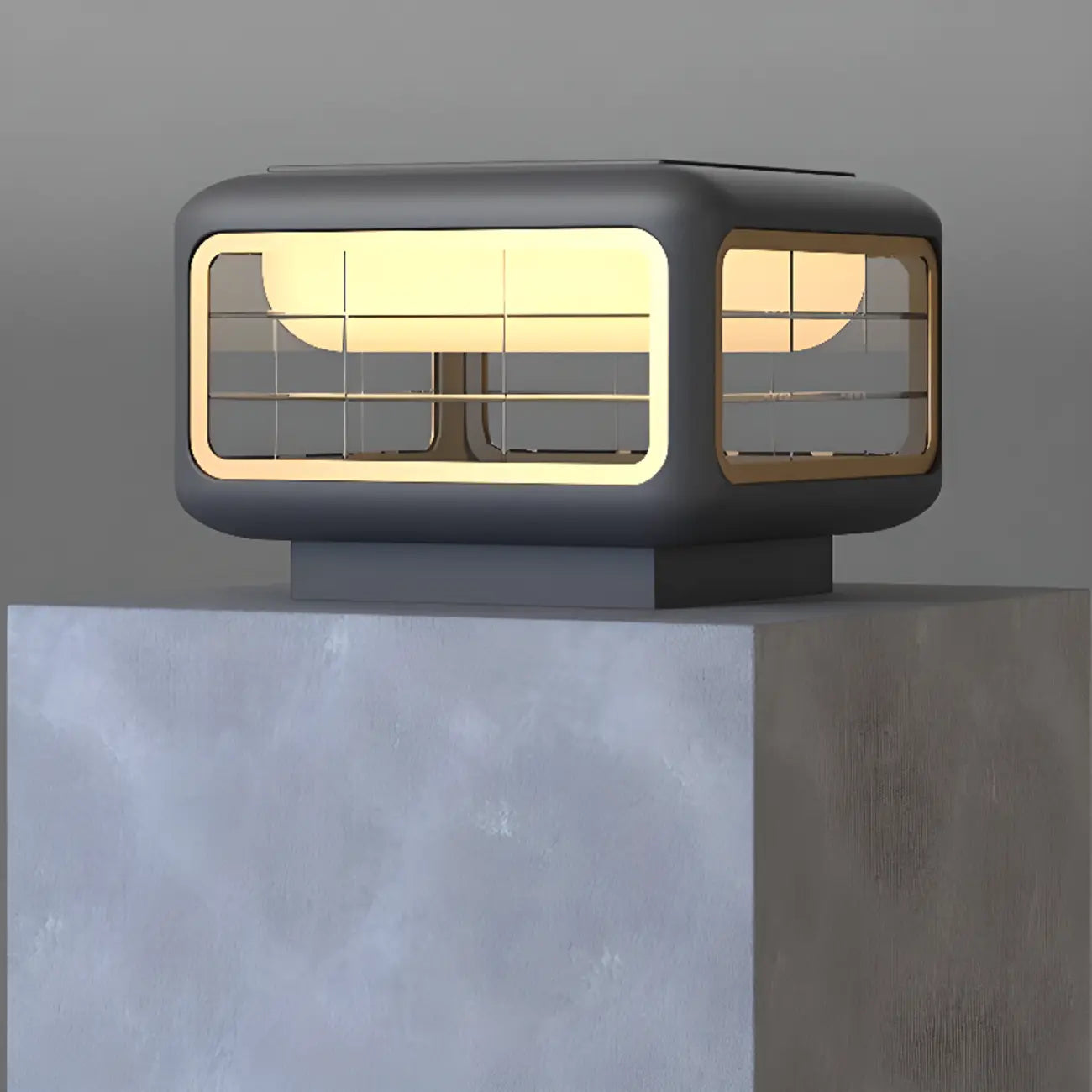 Modern Square Solar Grey Metal Outdoor Post Lights