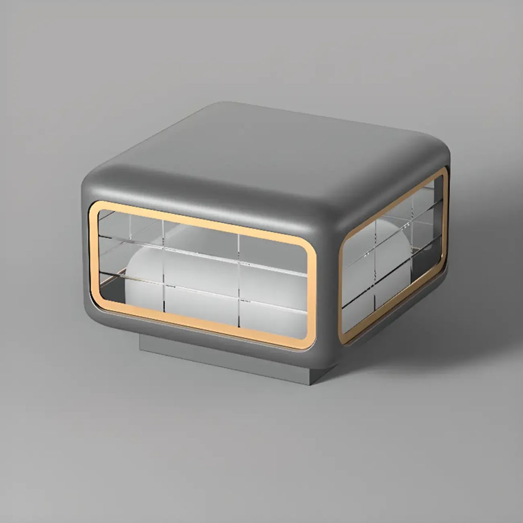 Modern Square Solar Grey Metal Outdoor Post Lights