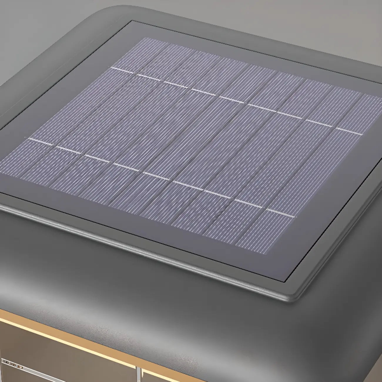 Modern Square Solar Grey Metal Outdoor Post Lights