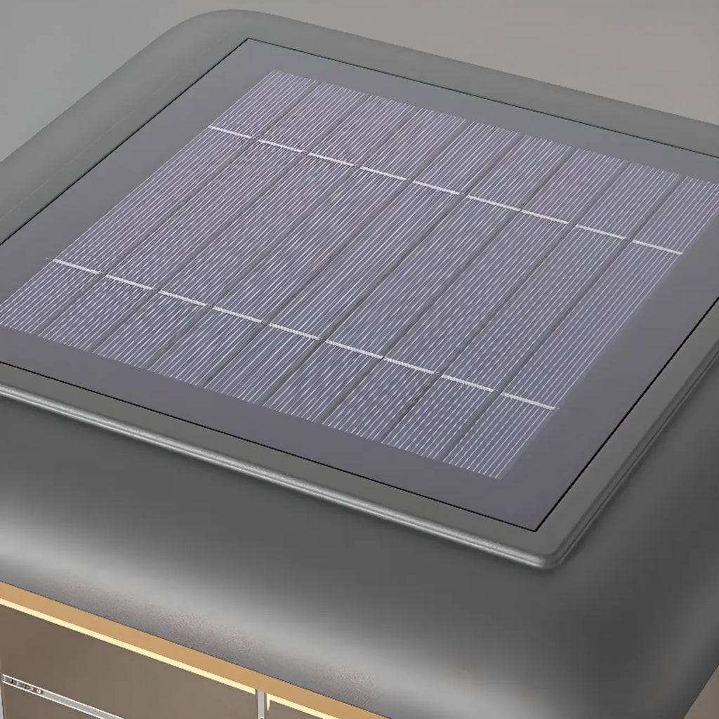 Modern Square Solar Grey Metal Outdoor Post Lights