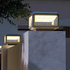 Modern Square Solar Grey Metal Outdoor Post Lights