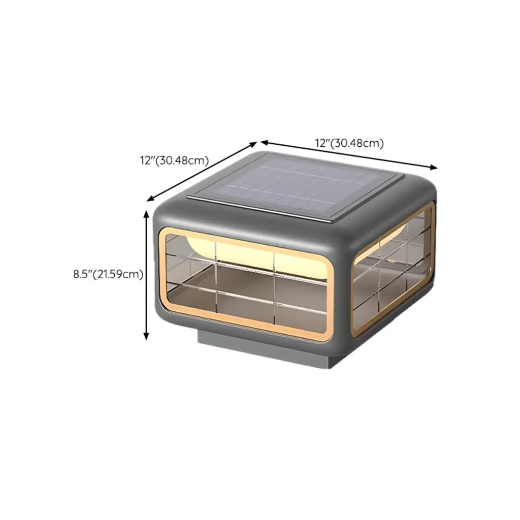 Modern Square Solar Grey Metal Outdoor Post Lights