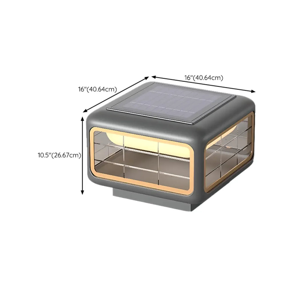 Modern Square Solar Grey Metal Outdoor Post Lights