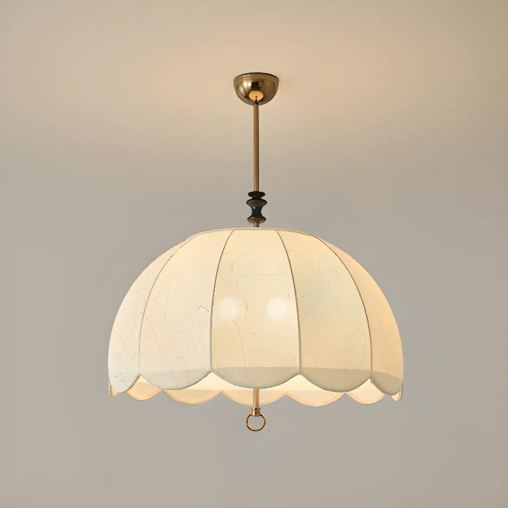 Vintage White Fabric Dome Shade Elegant Chandelier