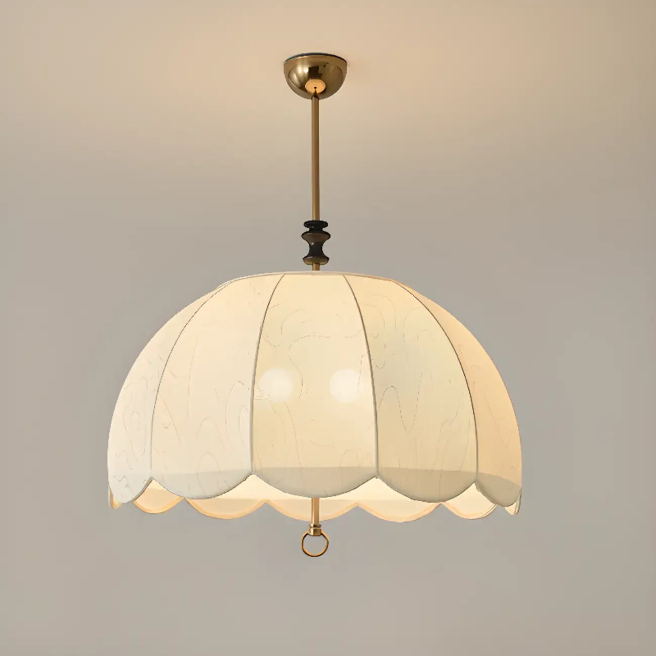 Vintage White Fabric Dome Shade Elegant Chandelier