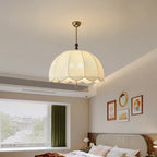 Vintage White Fabric Dome Shade Elegant Chandelier