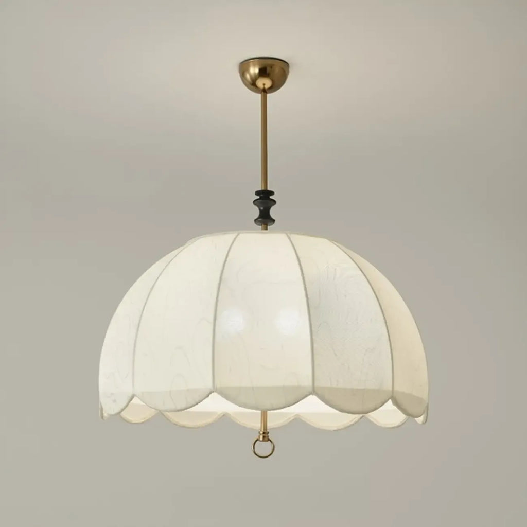 Vintage White Fabric Dome Shade Elegant Chandelier