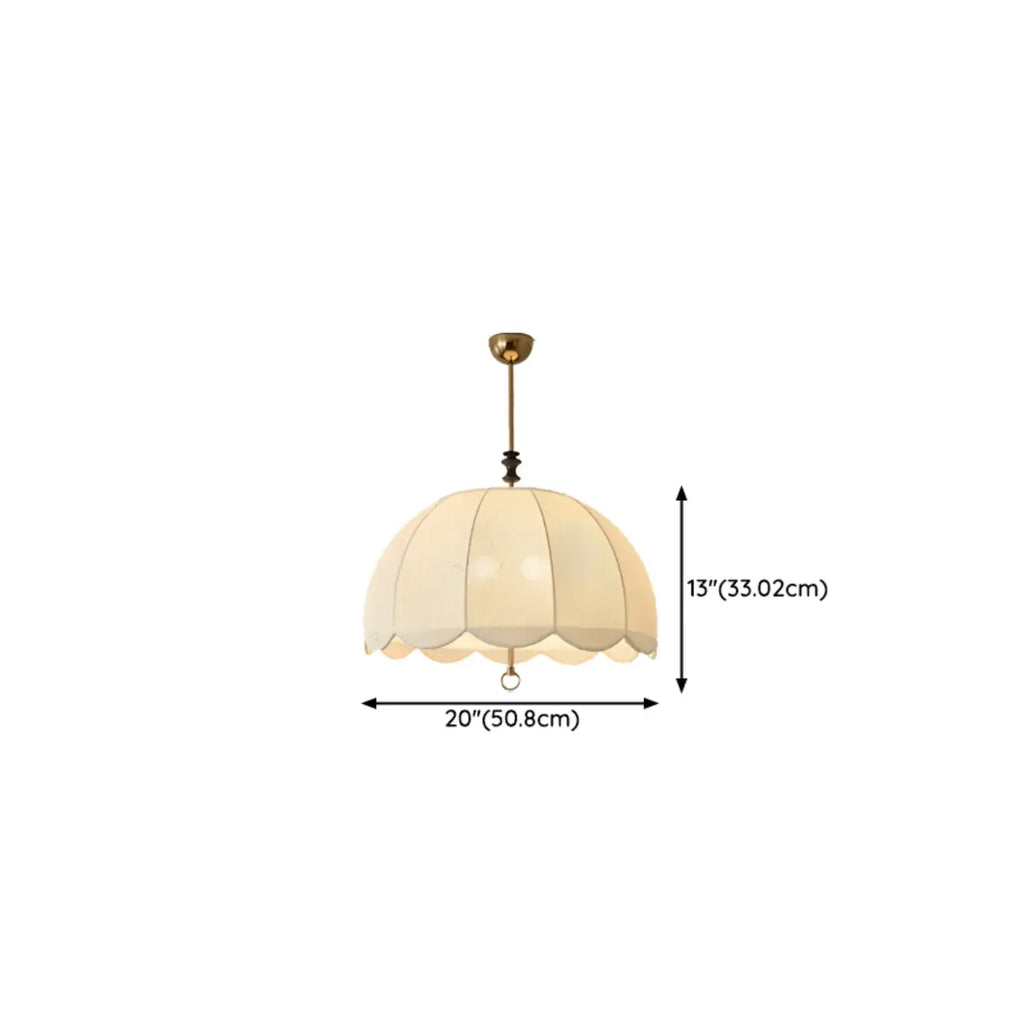 Vintage White Fabric Dome Shade Elegant Chandelier