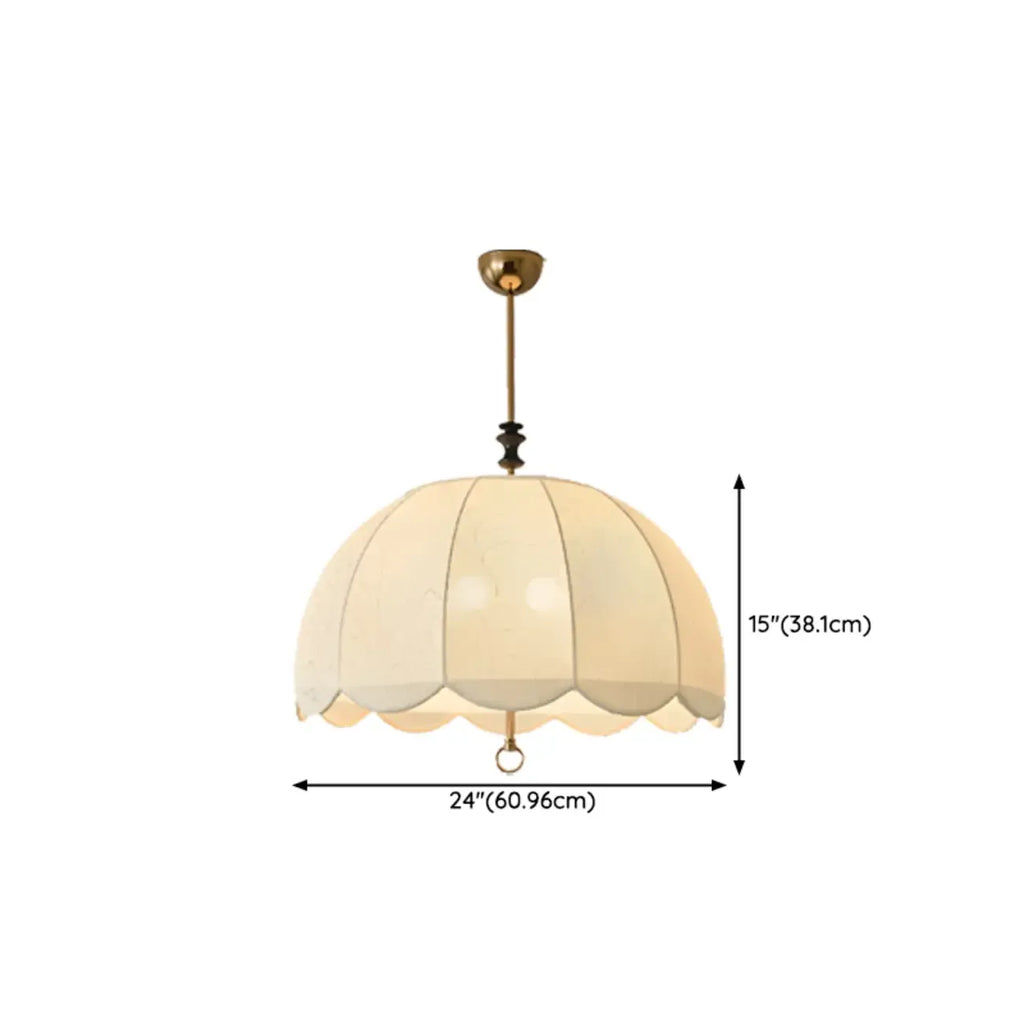 Vintage White Fabric Dome Shade Elegant Chandelier