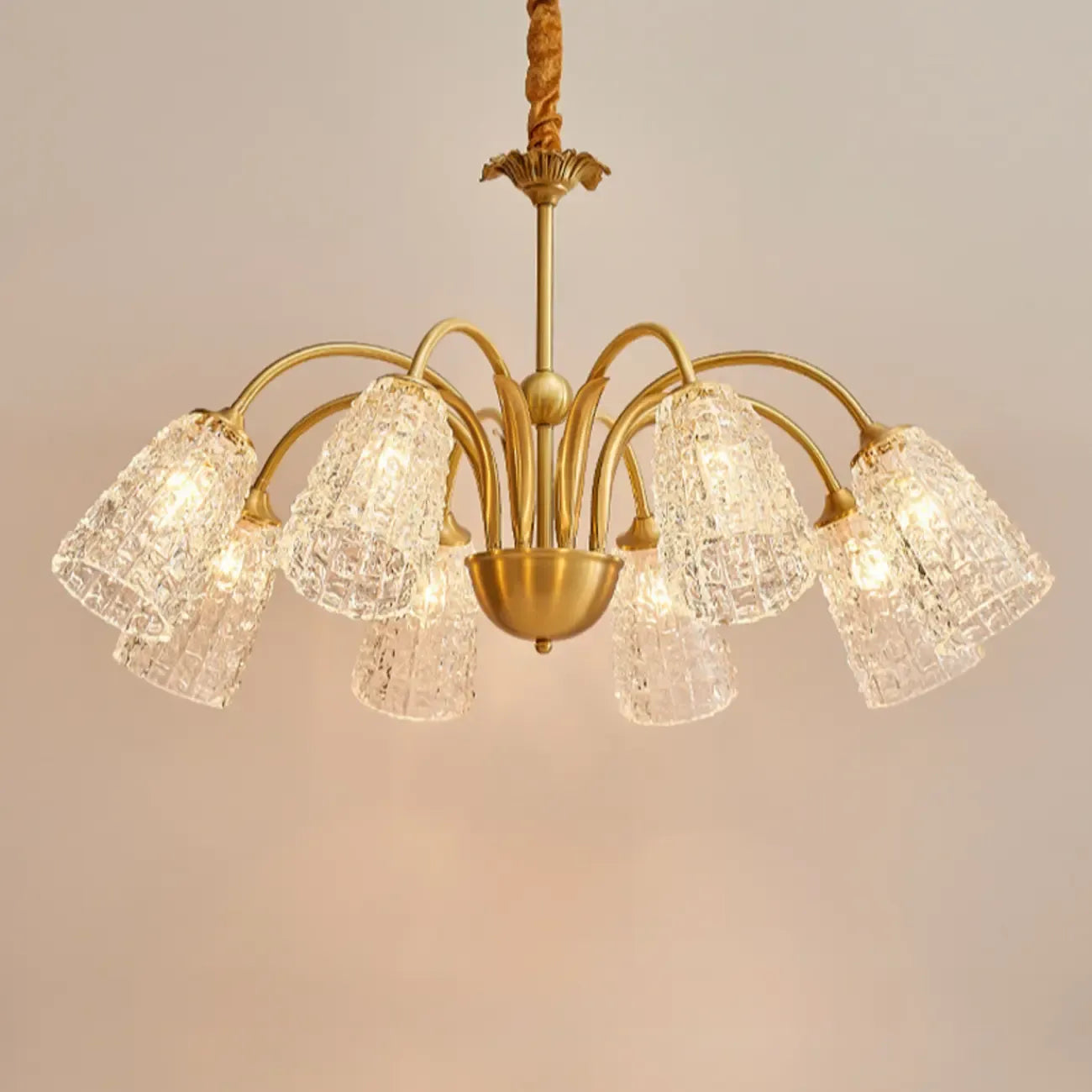 Elegant Gold Downward Crystal Bell Chandelier