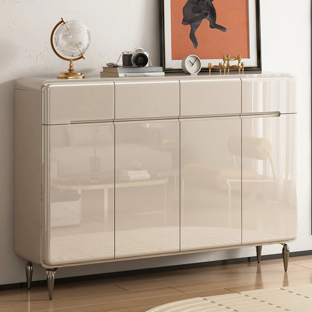 Cream White Wood Shoe Cabinet with Drawer for Entryway