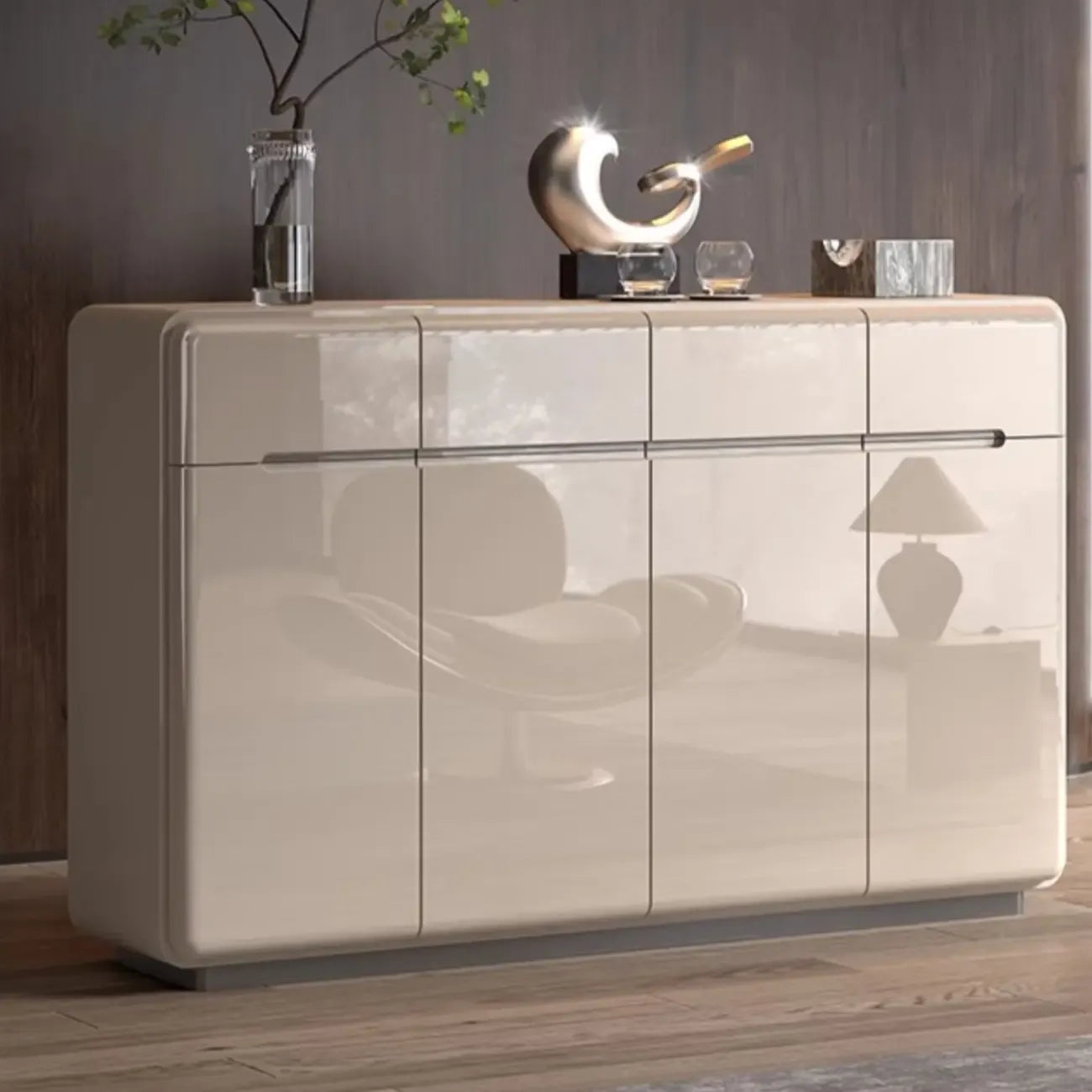 Cream White Wood Shoe Cabinet with Drawer for Entryway