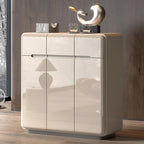 Cream White Wood Shoe Cabinet with Drawer for Entryway
