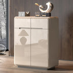 Cream White Wood Shoe Cabinet with Drawer for Entryway