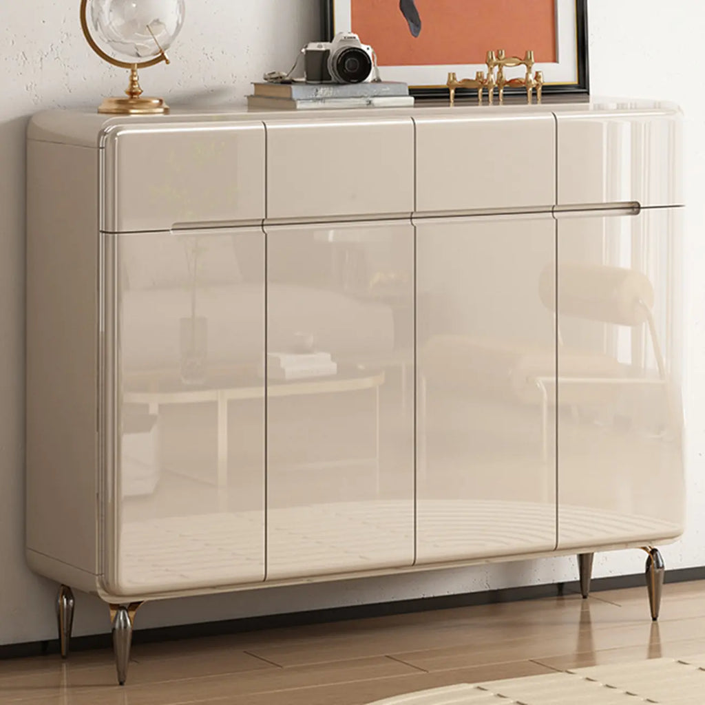 Cream White Wood Shoe Cabinet with Drawer for Entryway