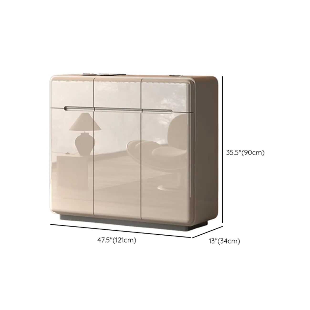 Cream White Wood Shoe Cabinet with Drawer for Entryway