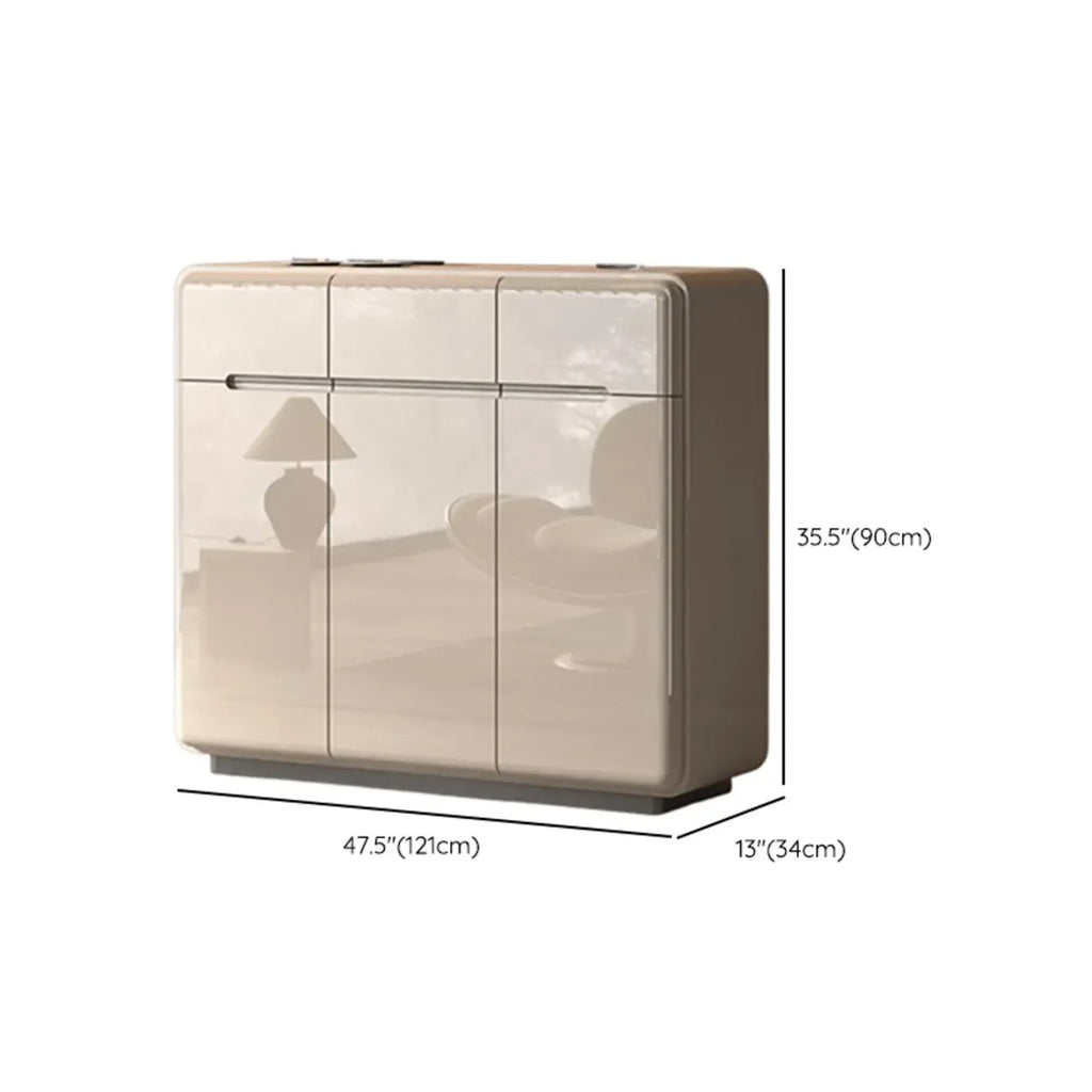 Cream White Wood Shoe Cabinet with Drawer for Entryway