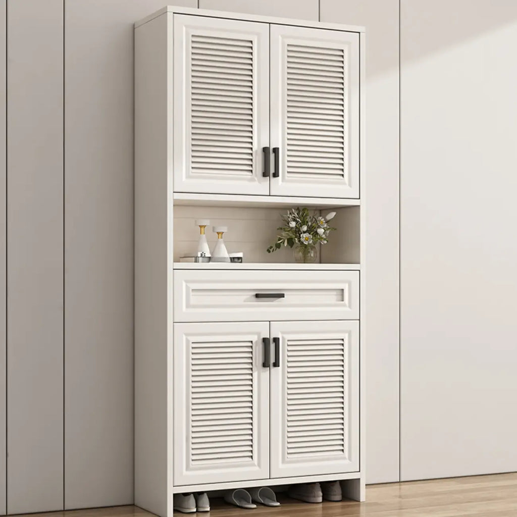 79H Entryway White Metal Shoe Cabinet with Drawers
