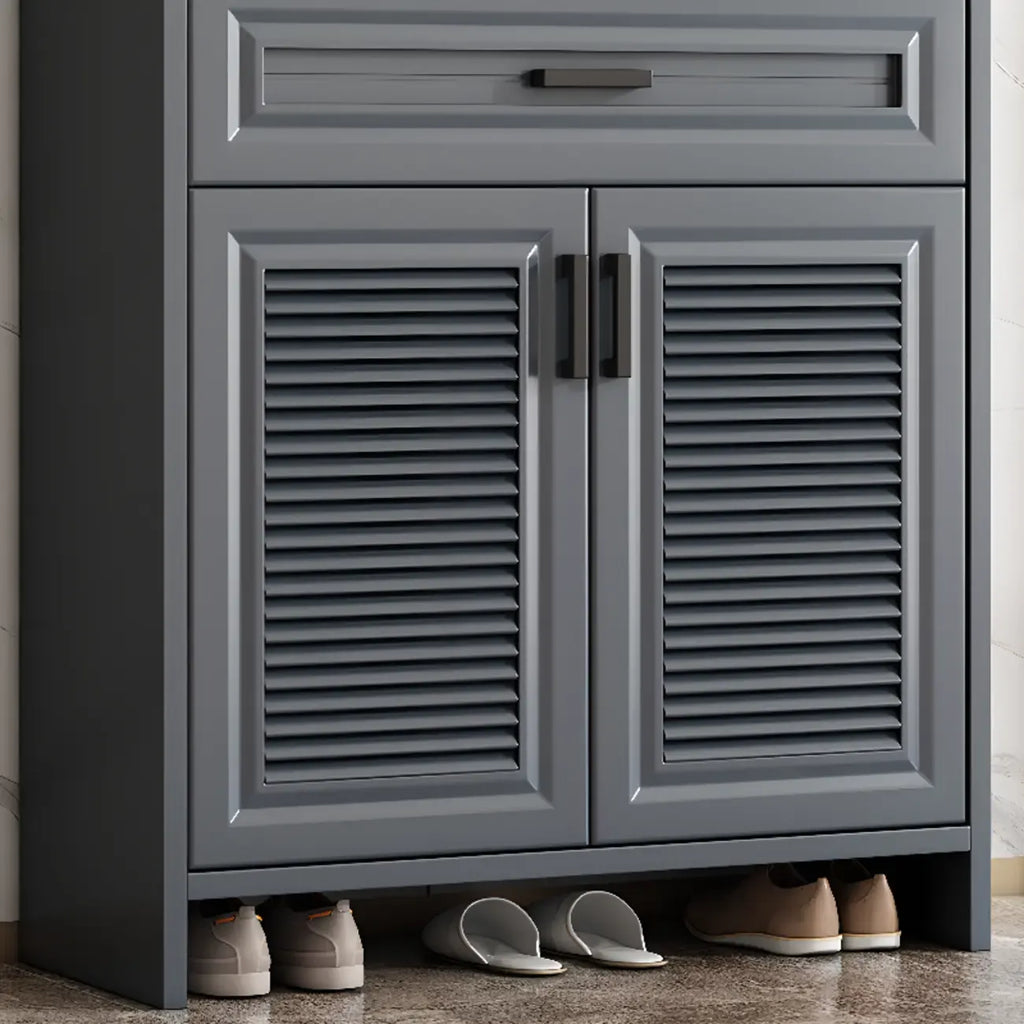 79H Entryway White Metal Shoe Cabinet with Drawers