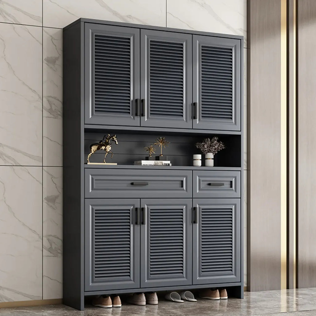 79H Entryway White Metal Shoe Cabinet with Drawers