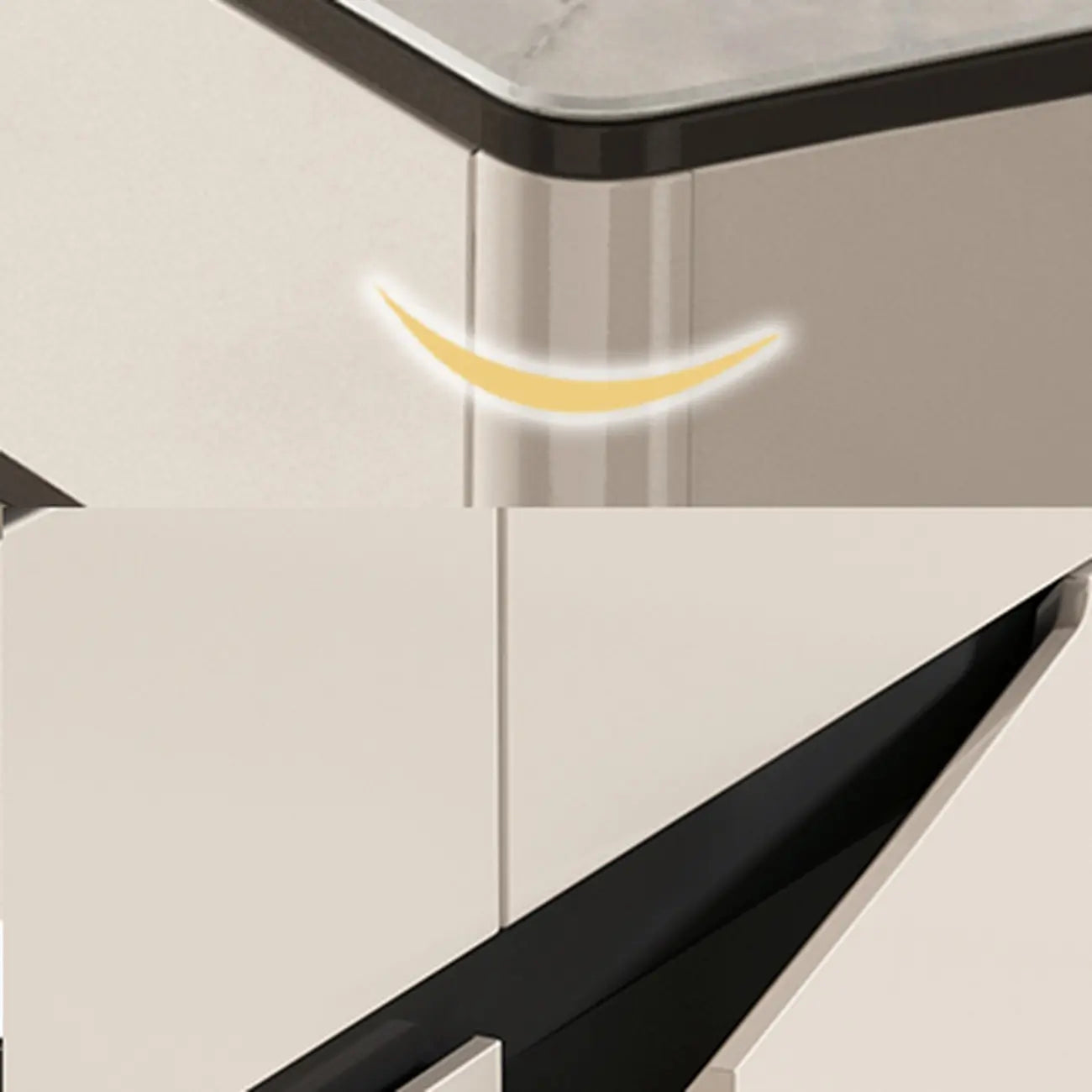 Khaki Wood Entryway Shoe Cabinet Marble Top