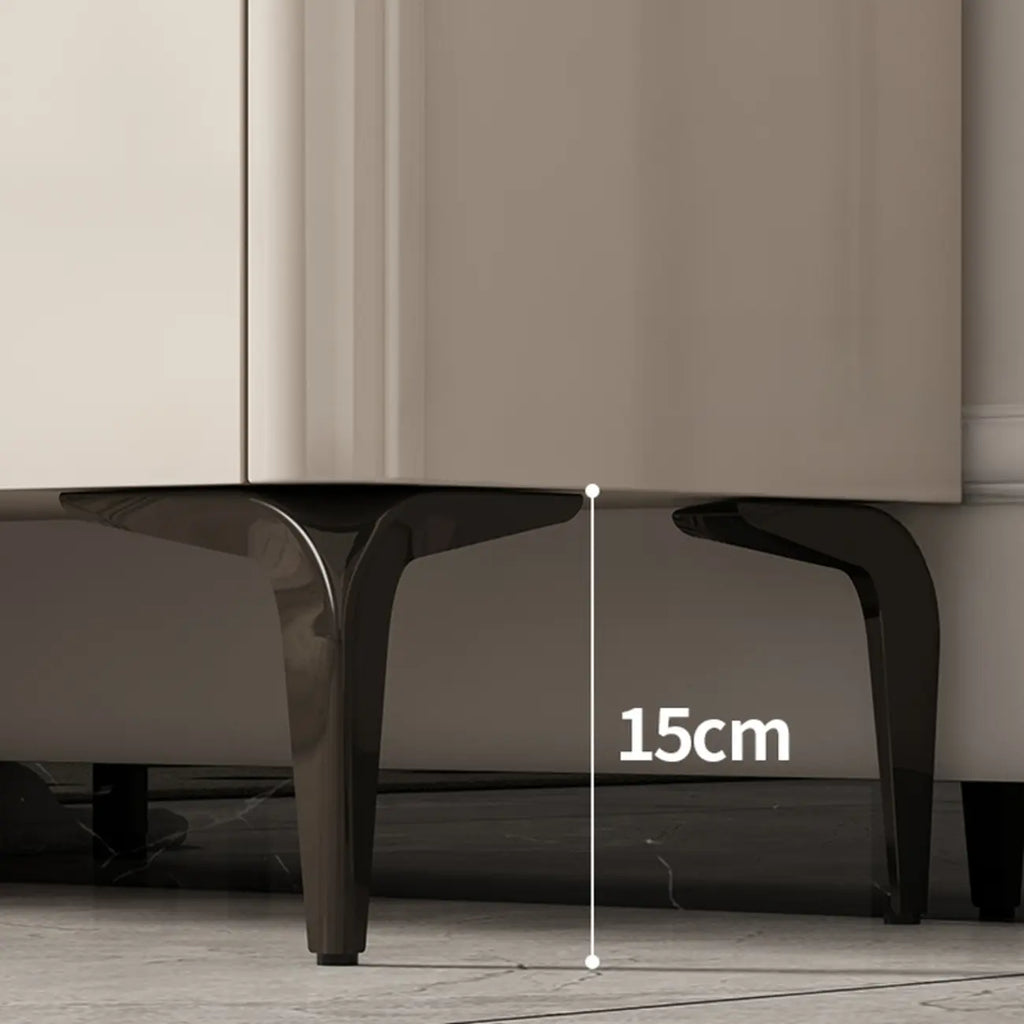 Khaki Wood Entryway Shoe Cabinet Marble Top