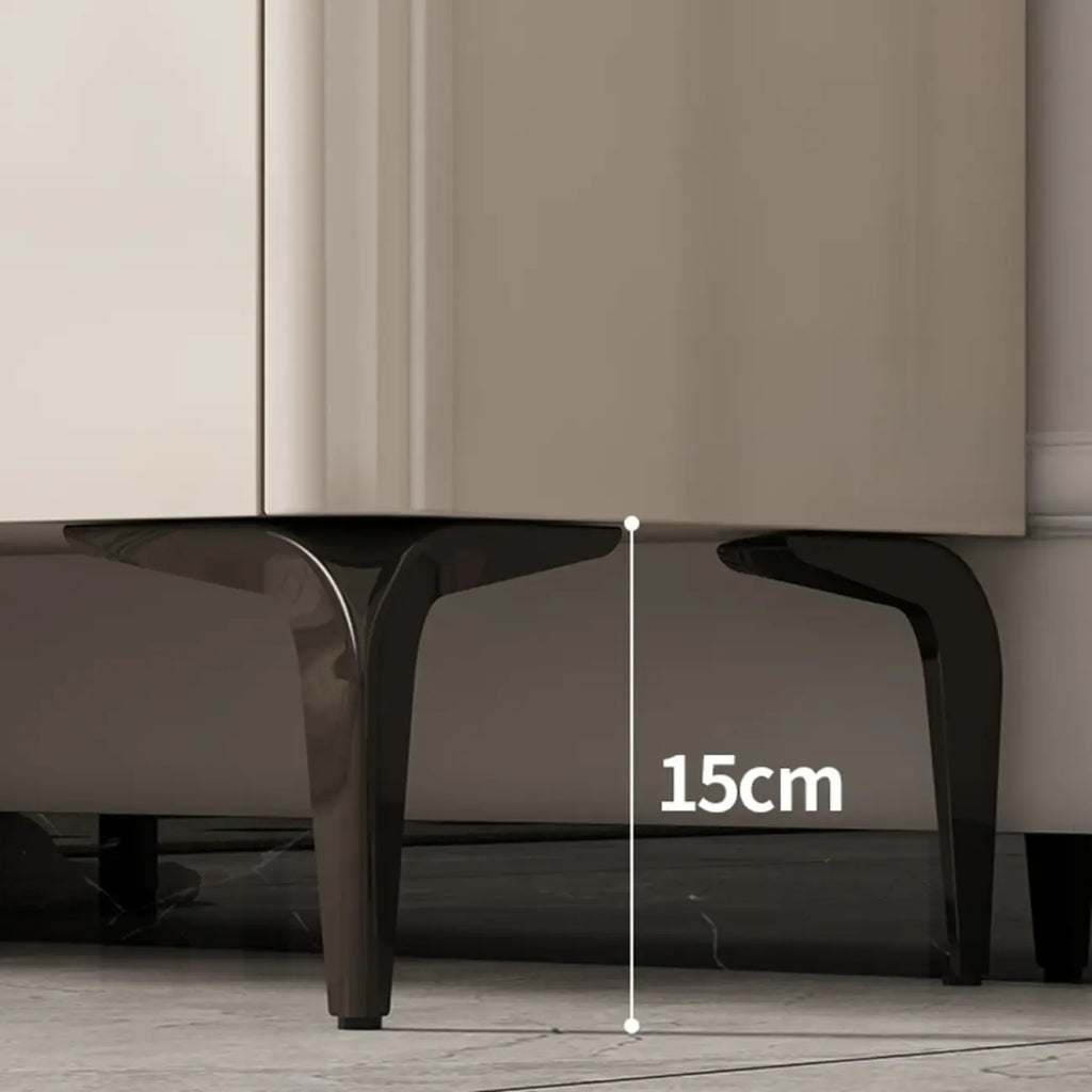 Khaki Wood Entryway Shoe Cabinet Marble Top