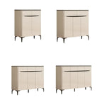 Khaki Wood Entryway Shoe Cabinet Marble Top