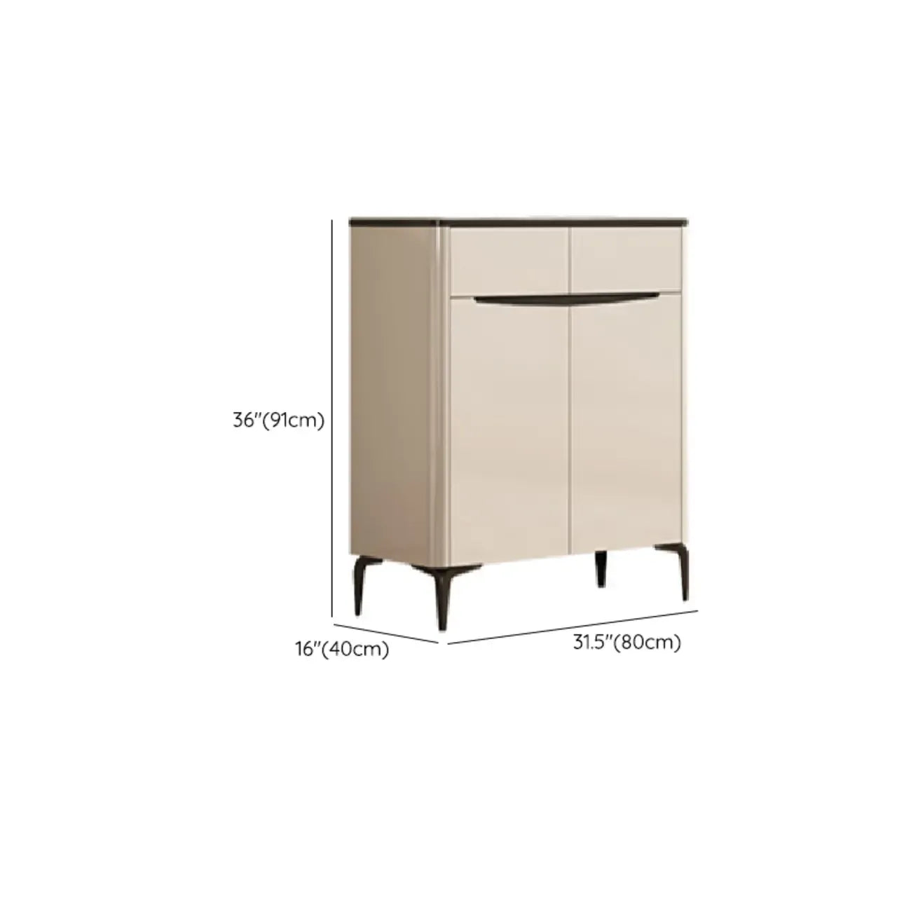 Khaki Wood Entryway Shoe Cabinet Marble Top