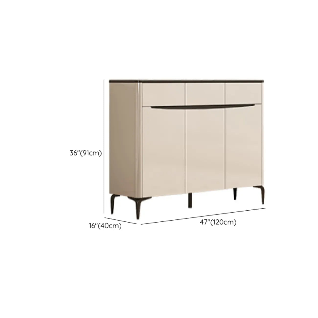 Khaki Wood Entryway Shoe Cabinet Marble Top