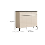 Khaki Wood Entryway Shoe Cabinet Marble Top