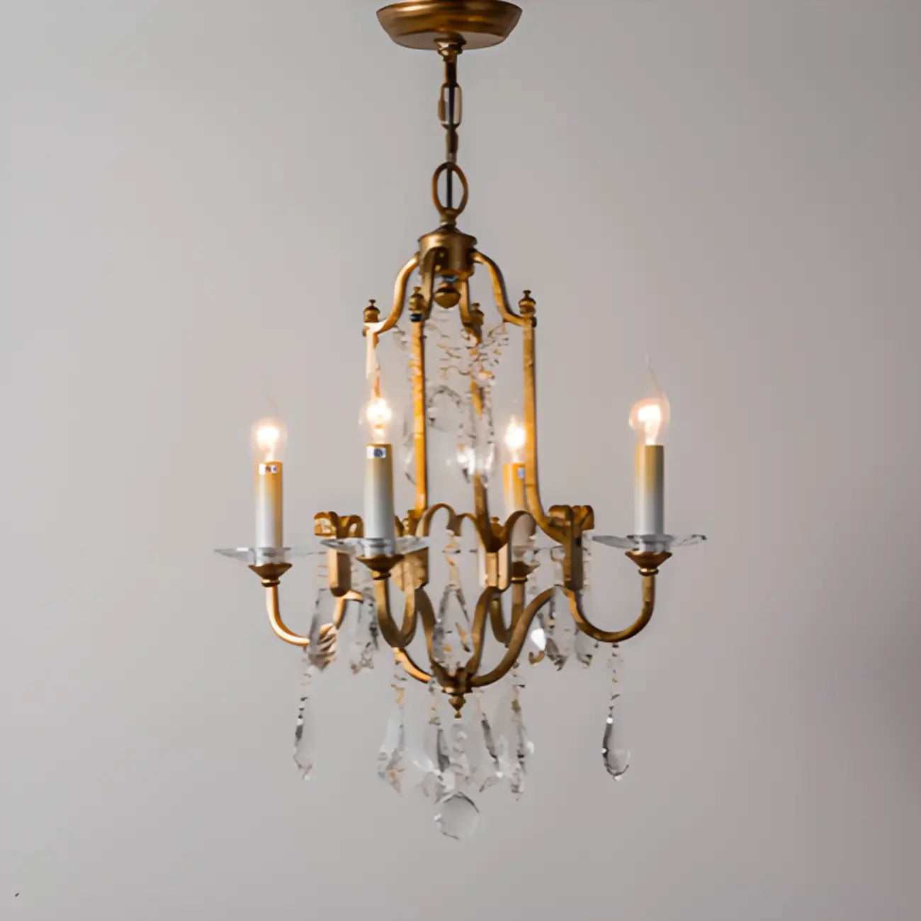 Traditional Gold Vintage Candelabra Chandelier with Crystal
