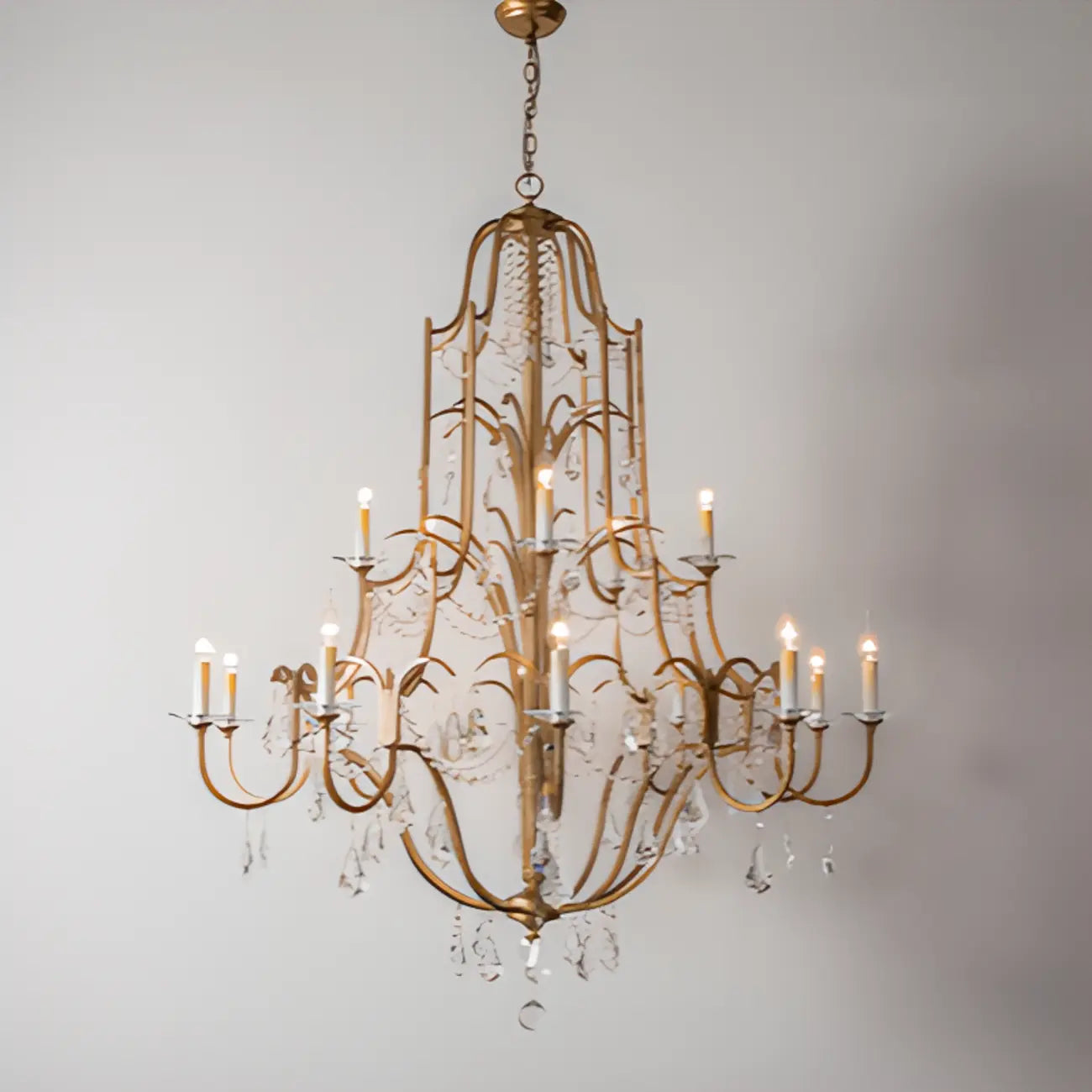 Traditional Gold Vintage Candelabra Chandelier with Crystal